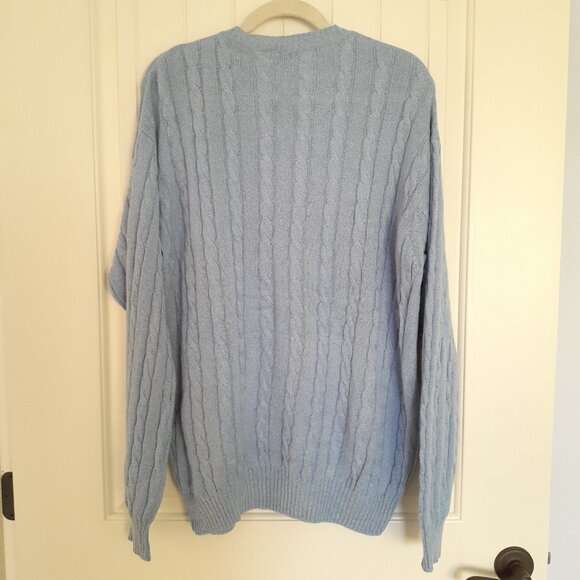 Loro Piana Men Cashmere Cable Knit Crewneck Sweater Light Blue Size 58/Size 3XL - Picture 2 of 12
